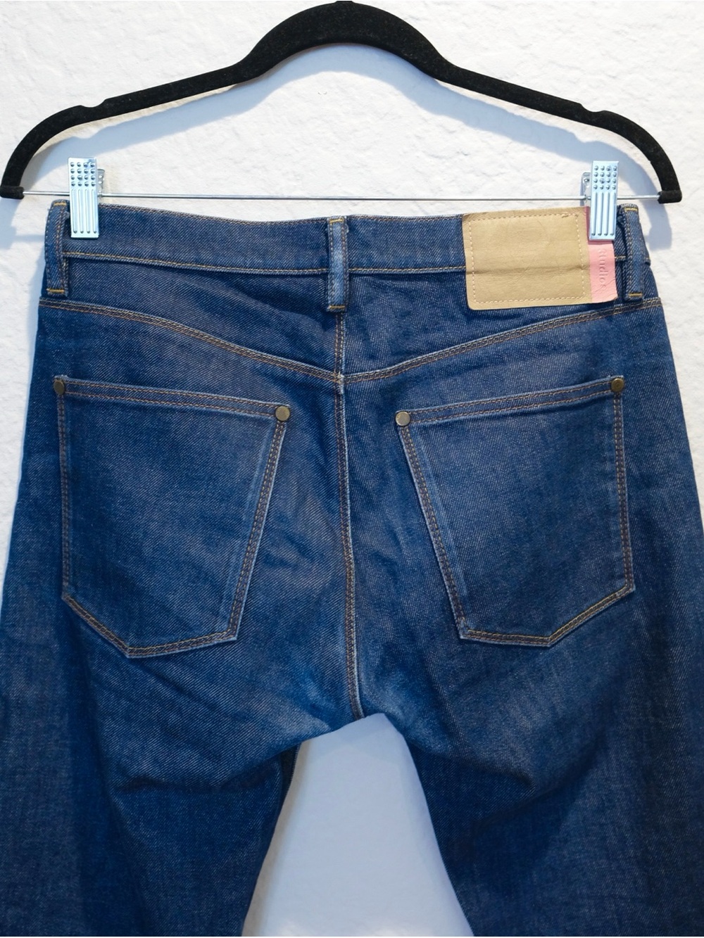 Acne Studios Blå Konst Max Indigo Jeans Size 30x29 Slim Fit Low Rise Zip Italy - Picture 4 of 9